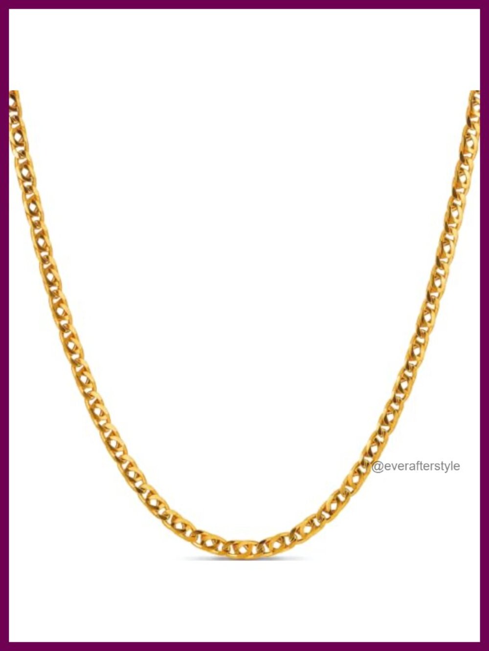 3mm Emblem Chain Necklace 24k Gold Plated